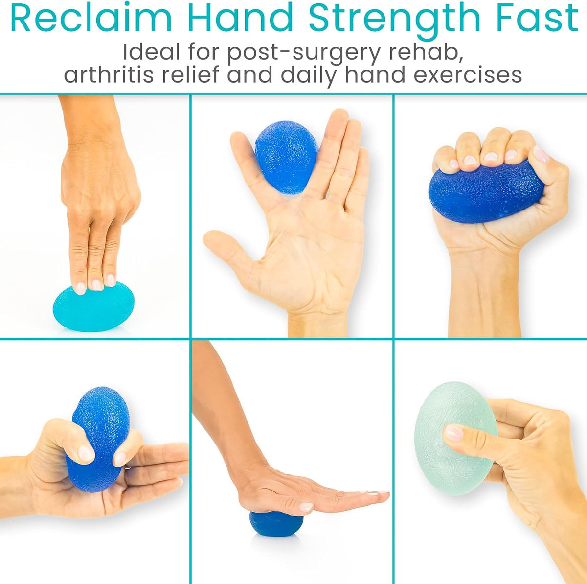 Squeeze Balls for Hand Therapy Set (4 Pack) - Grip Strengthener