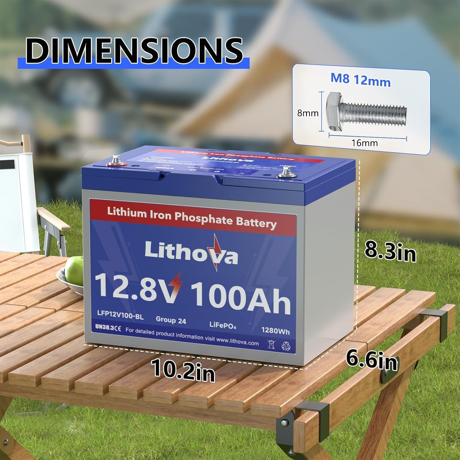 12V 100Ah LiFePO4 Battery, Built in 100A BMS, Up to 15000 Deep Cycles, Rechargeable 1280Wh Lithium batteries BCI