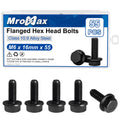 M6-1.0 x 16mm Flanged Hex Head Bolts, 55Pcs Serrated Flange Bolt