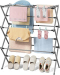 3-Tier Extendable Clothes Drying Rack, Small & Foldable, Grey | 37.4"H x 33.8"W x 11.2"D, Space-Saving Collapsible
