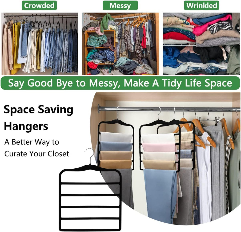 Closet Organizers and Storage,3 Pack Organization and Storage Pants-Hangers-Space-Saving,Velvet Hanger for Dorm Room