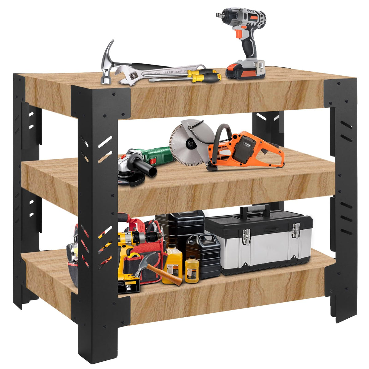 Heavy Duty Metal Workbenches Leg Kit for Garage, Storage Shelving Frame Customizable Sizes for Workbench Legs Work