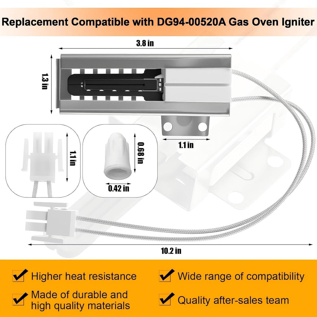 Copkim Gas Range Oven Ignitor Replacement Range Oven Temperature Sensor Probe Compatible with Samsung and LG DG94-00520A DG32-00002B EBG61305805 2692271 AP5577941 EAP4241428 PS4241428 ovens