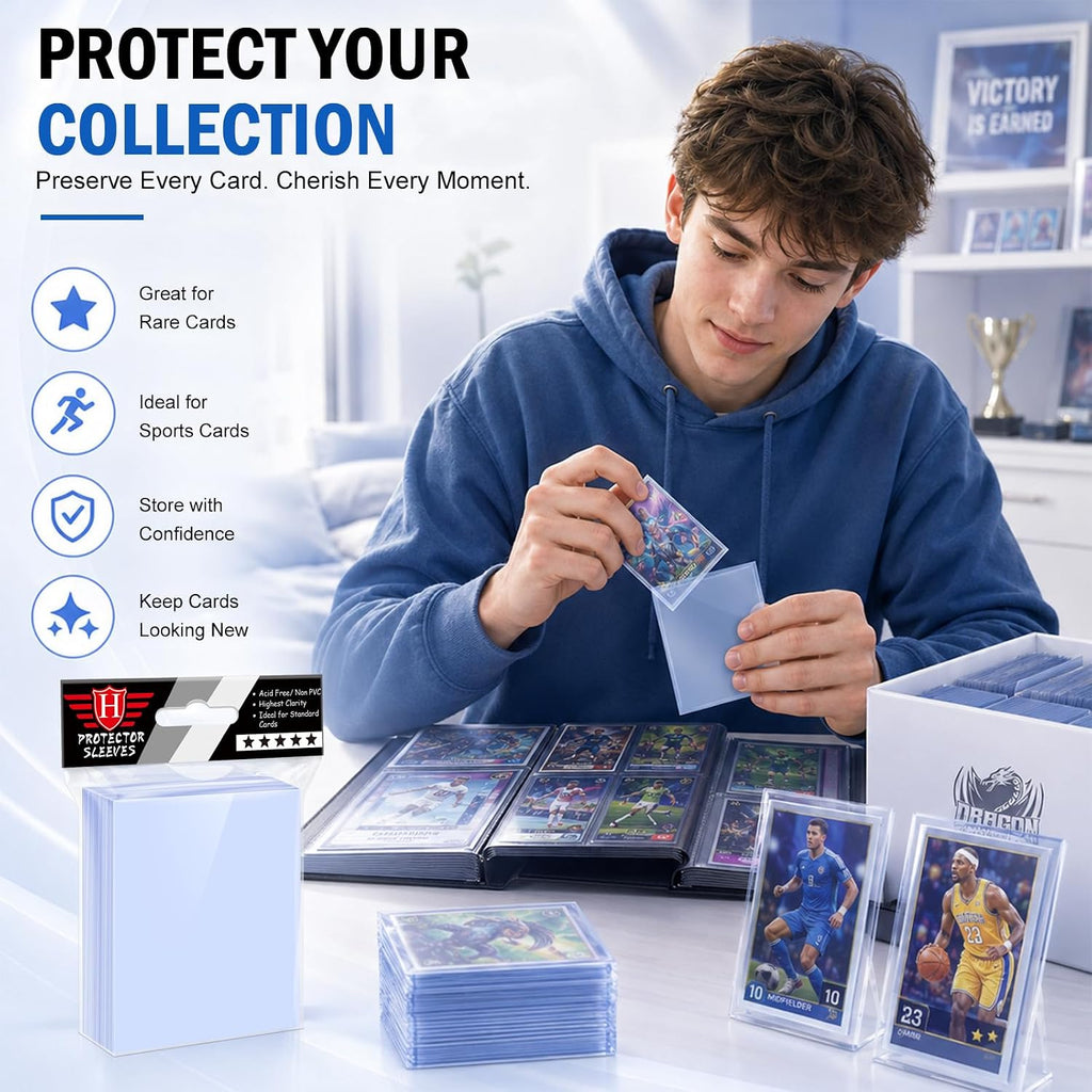 100 Counts Clear Penny Card Sleeves for Trading Cards, Plastic Soft Card Sleeves Card Protectors Fit for MTG Baseball