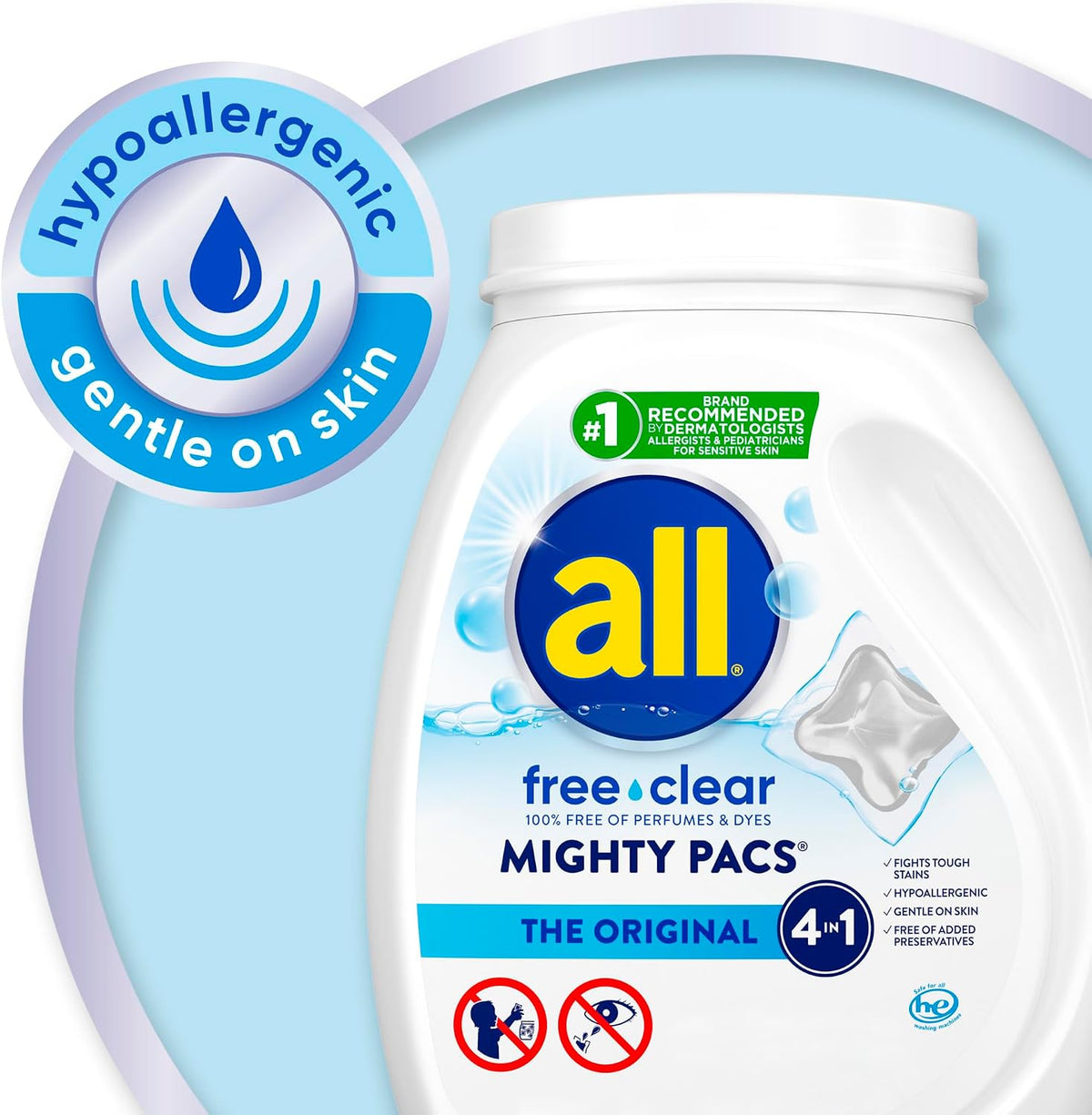 free clear Laundry Detergent Pacs for Sensitive Skin, 66 Count, 2-Pack