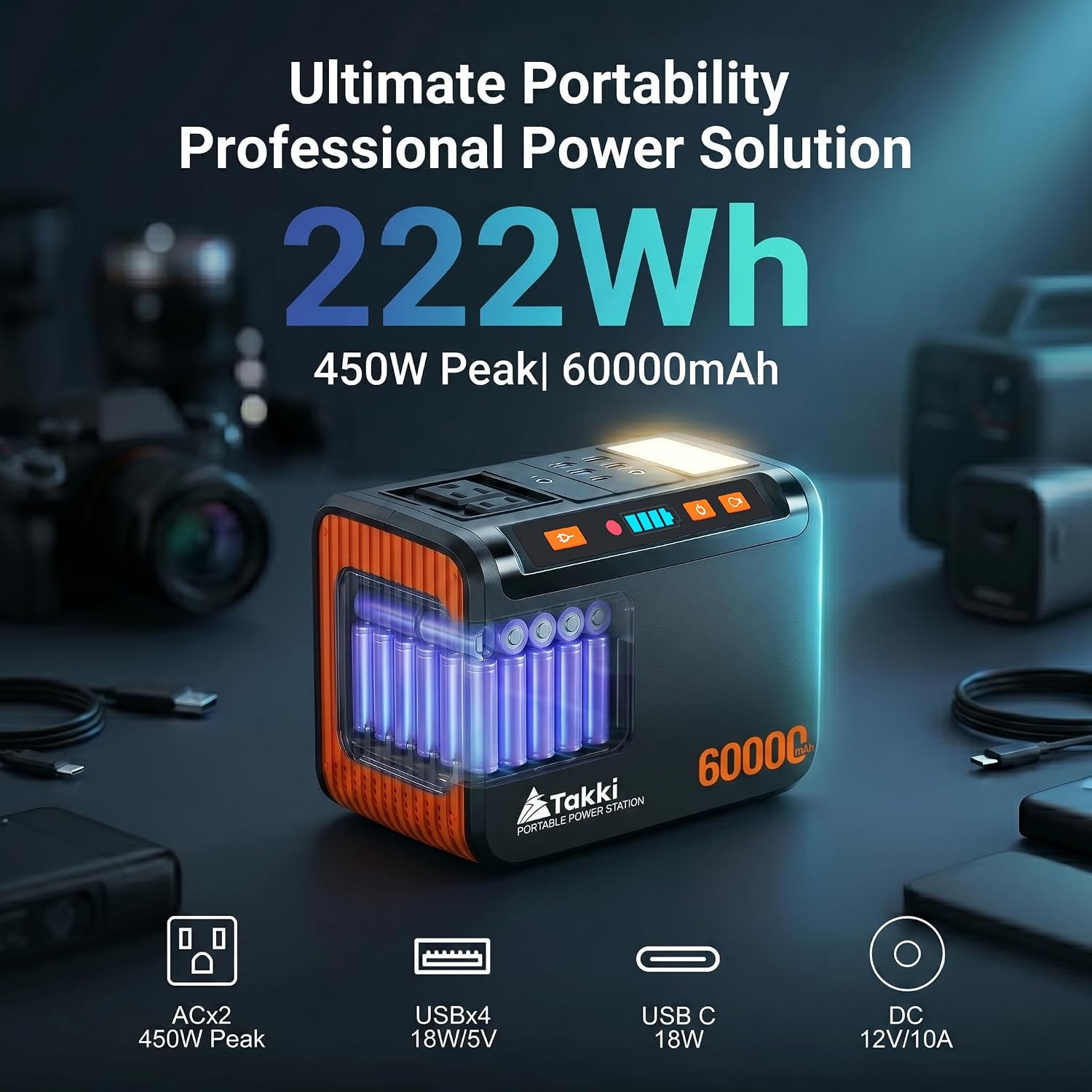 Solar Generator 250W Portable Power Station with 40W Solar Panels 222Wh Pure Sine Wave Camping Lithium Battery Power
