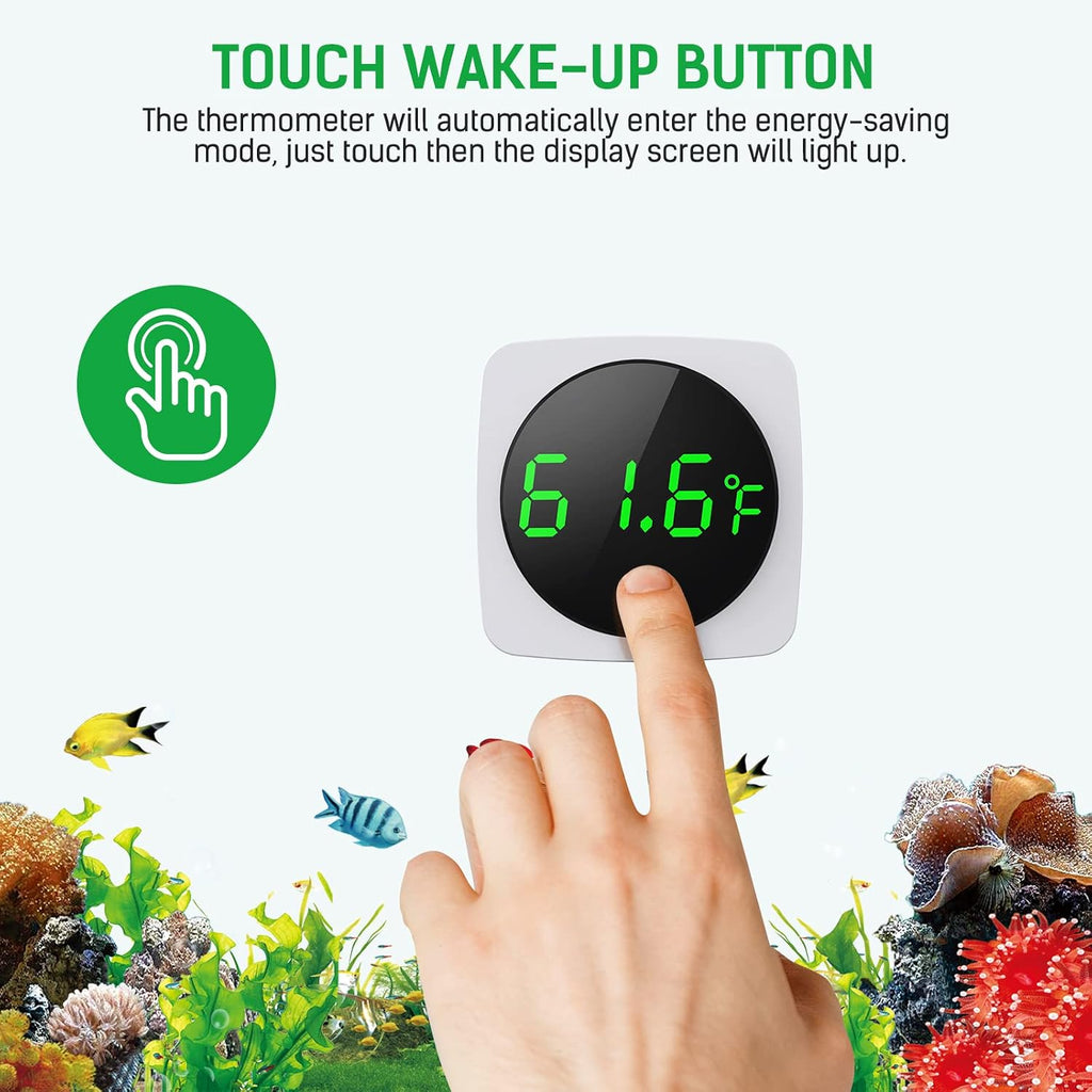 Aquarium Thermometer, LED Digital Fish Tank Thermometer, White