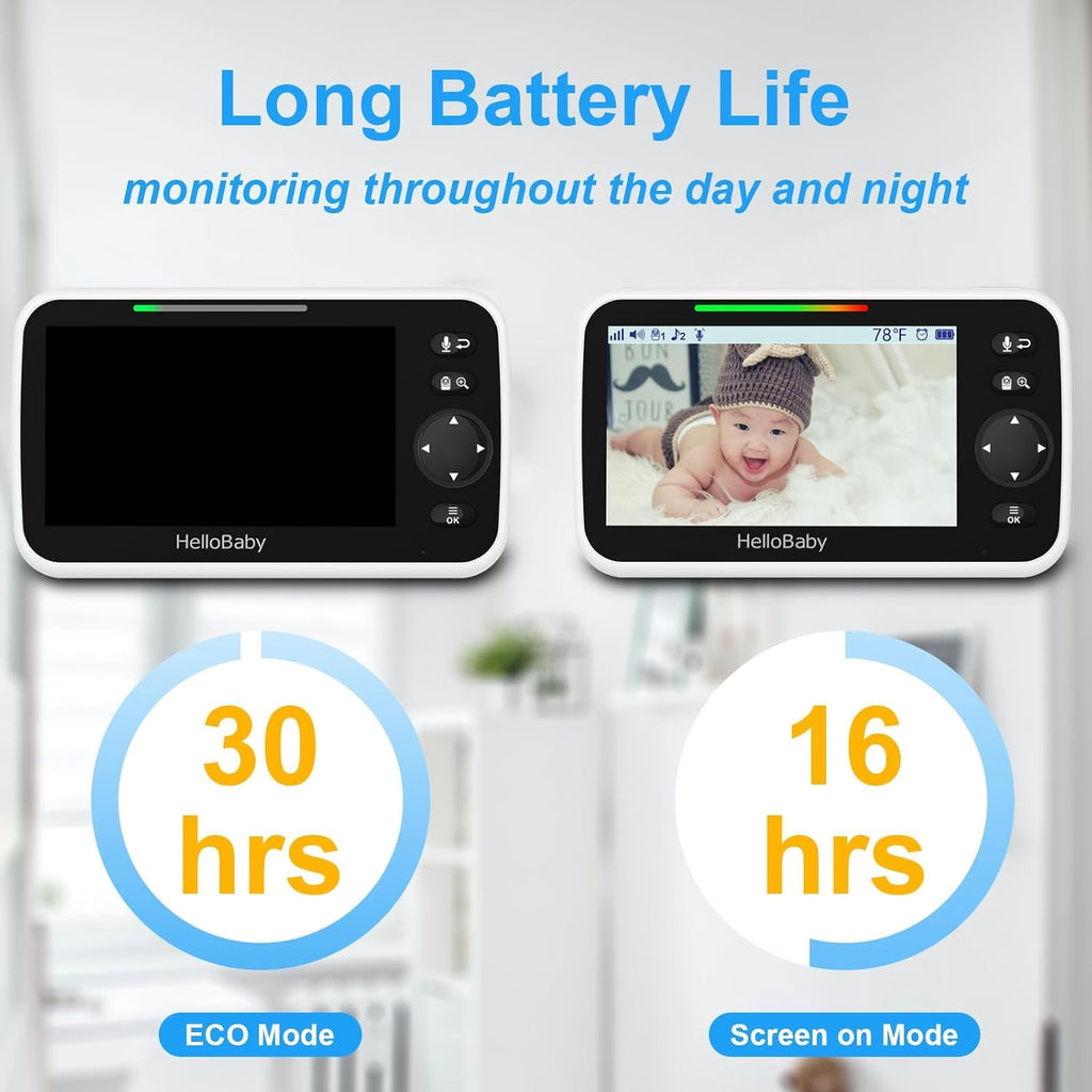 No WiFi Baby Monitor 2 Cameras and Audio HB6550, 5" Video Screen | Trusted by 10M+ Families, Private No-WiFi, 2-Room