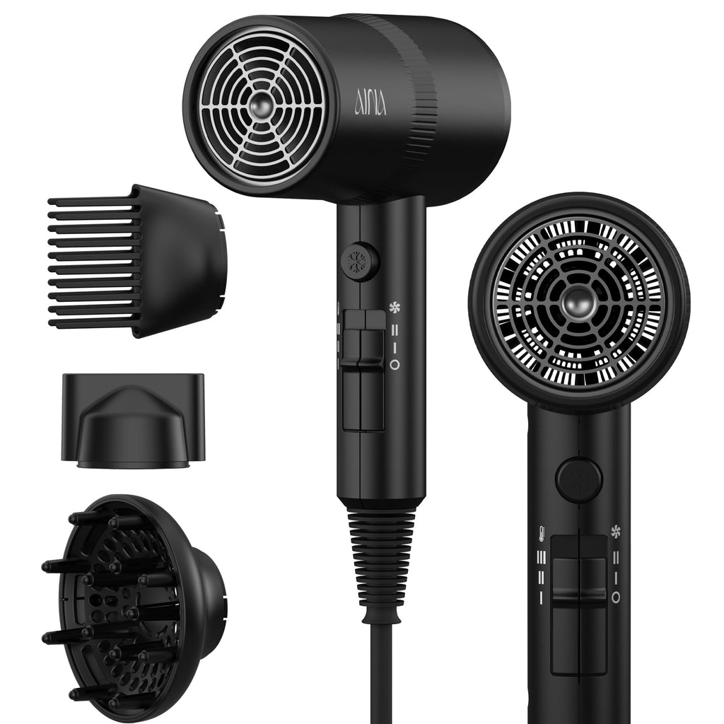 Hair Dryer with Diffuser,Comb Full-Featured Blow Dryer 110V(Black)