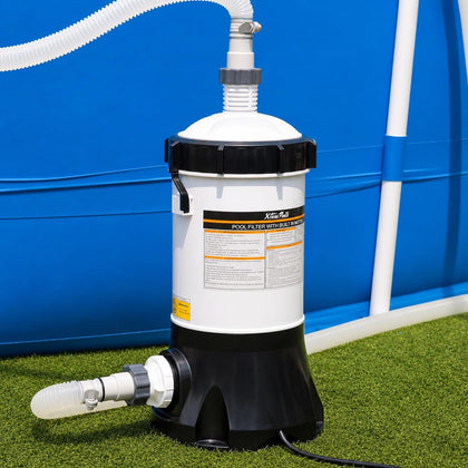 Pool Cartridge Filter System Built-in Pump 1.5" Fitting 1,500 GPH for Above Ground Swimming Pool Pressure Gauge Pool
