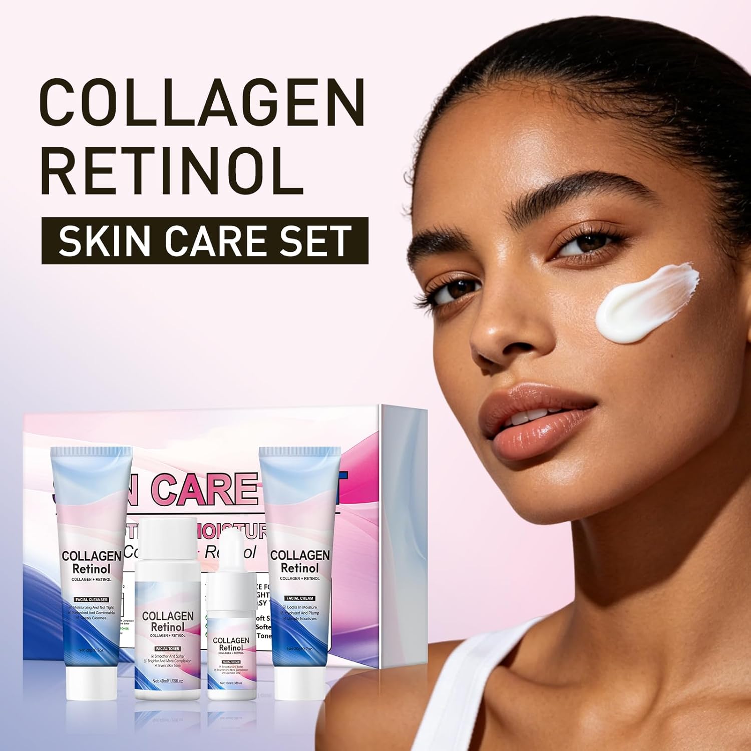 Facial Skin Care Sets & kits Travel Mini Skincare Set, Collagen & Retinol Facial Skin Care Set with Anti-Aging Serum
