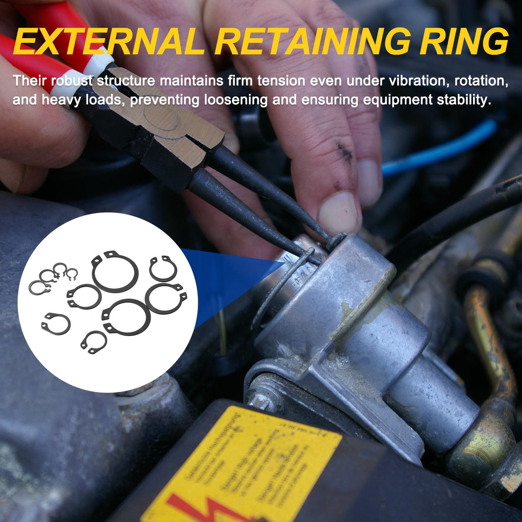 BOLTALIVON 500Pcs M4-M28 External Retaining Ring C Clips Snap Rings