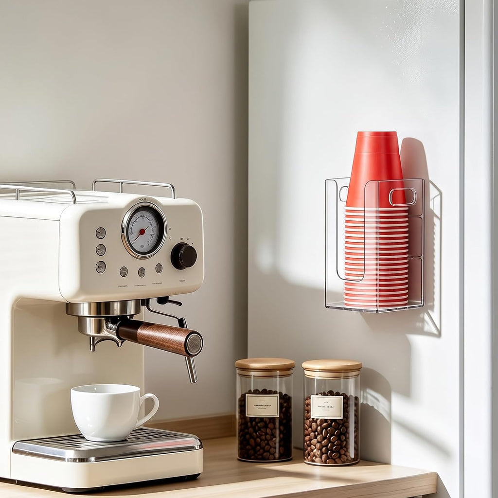 Cup Dispenser, Wall Mount Cup Holder Fits Cups Up to 18 oz