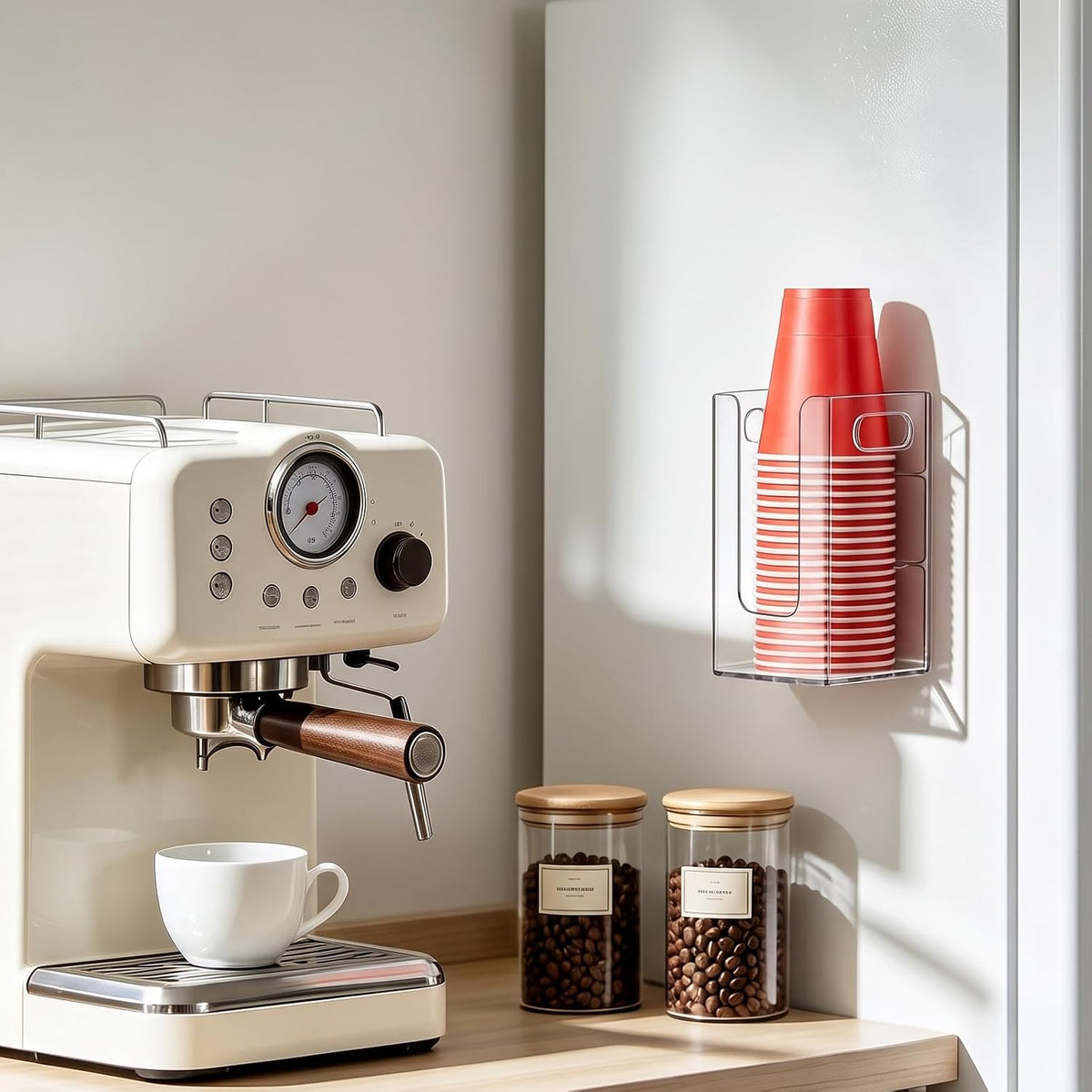 Cup Dispenser, Wall Mount Cup Holder Fits Cups Up to 18 oz