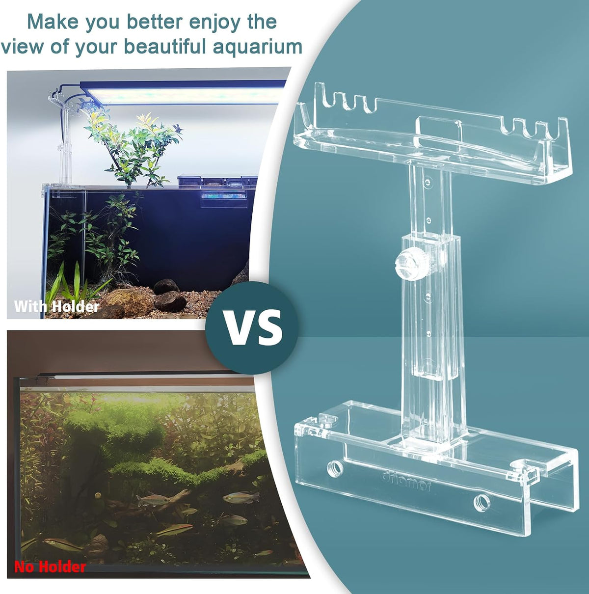 Aquarium Light Holder Adjustable, Clear Acrylic Fish Tank LED Light Riser Stand Aquarium Lamp Brackets Kit 2pcs
