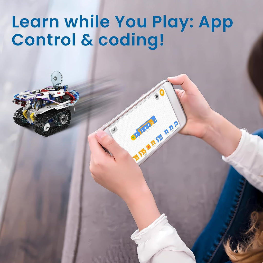 STEM Robot Building Kit for Kids Ages 6-16 | 603 PCS 5-in-1 | 4 Control Modes | APP & Remote Control | Rechargeable