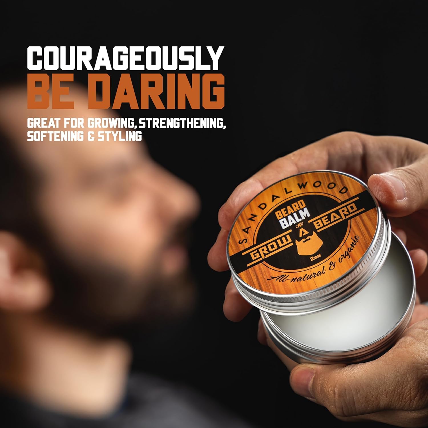 Beard Balm for Men, 2oz Sandalwood & 2oz Citrus Scent, w/Jojoba Oil & Shea Butter, Styling Cream for Men, Moisturizer