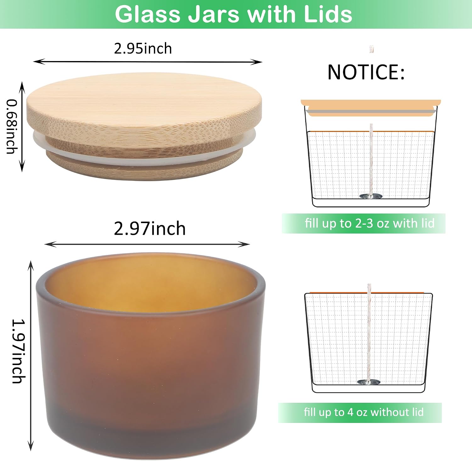20 Pack 4 OZ Frosted Amber Glass Candle Jars with Lids and Candle Making Kits - Bulk Wide Mouth Small Empty Candle