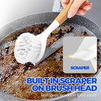 3 Pack Dish Brush with Bamboo Handle Cleaning Brush,White