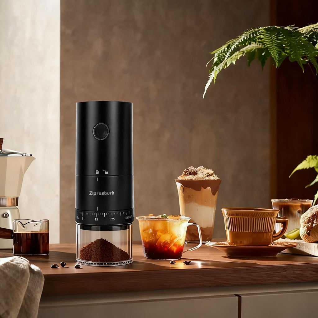 First Grind-While-Charging Rechargeable Coffee Grinder, 1.7X Faster Grinding with Portable Electric Burr Coffee