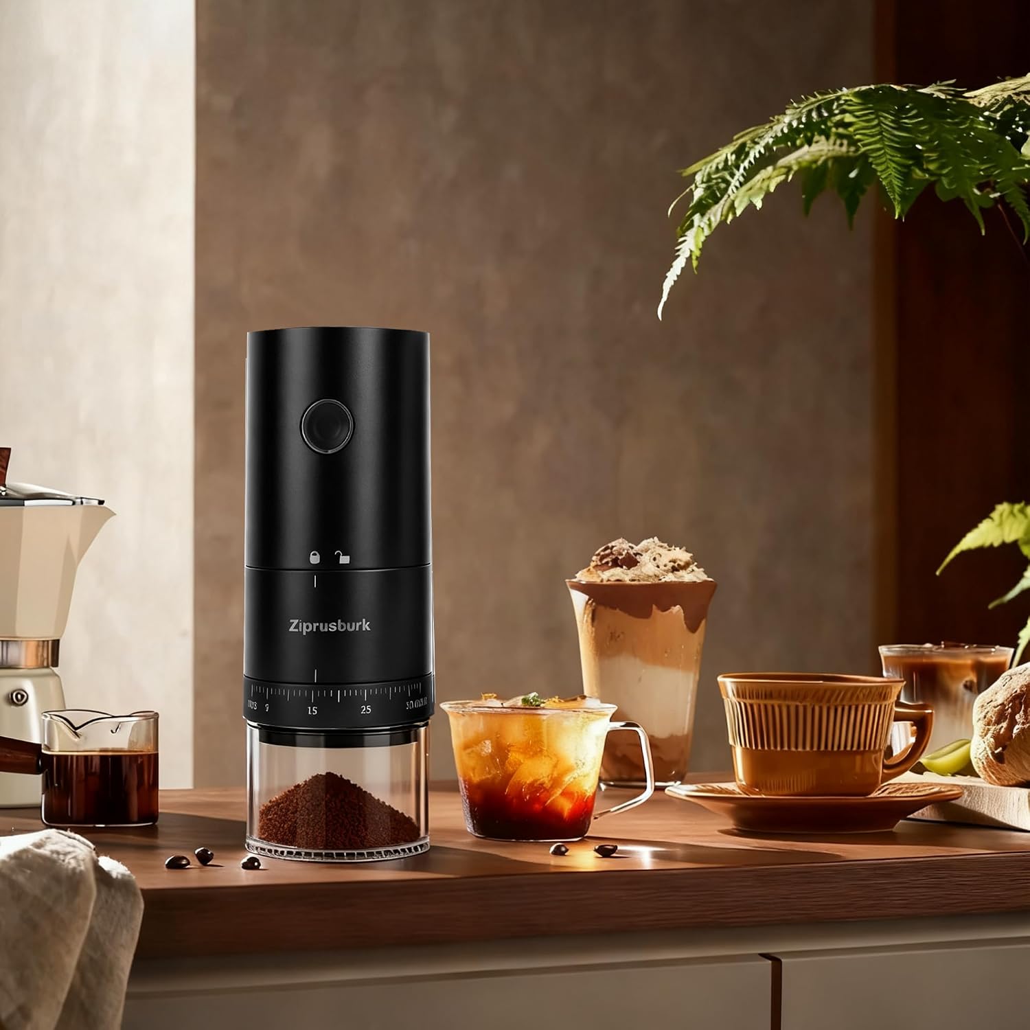 First Grind-While-Charging Rechargeable Coffee Grinder, 1.7X Faster Grinding with Portable Electric Burr Coffee