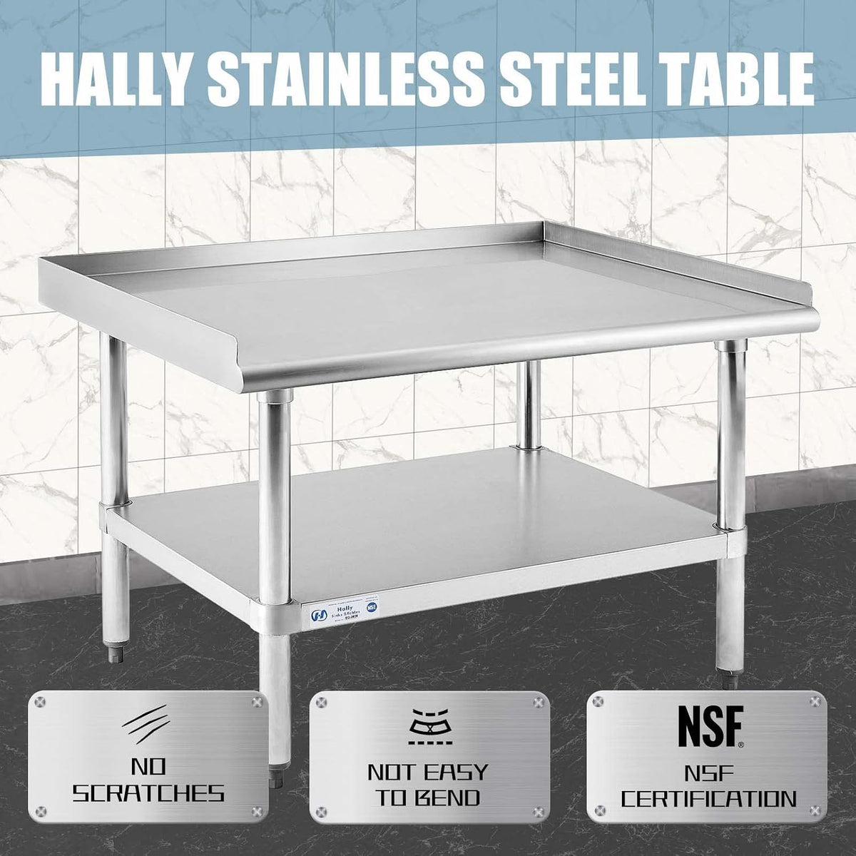 Hally Stainless Steel Equipment Stand 28"x36" Commercial Prep & Work Table