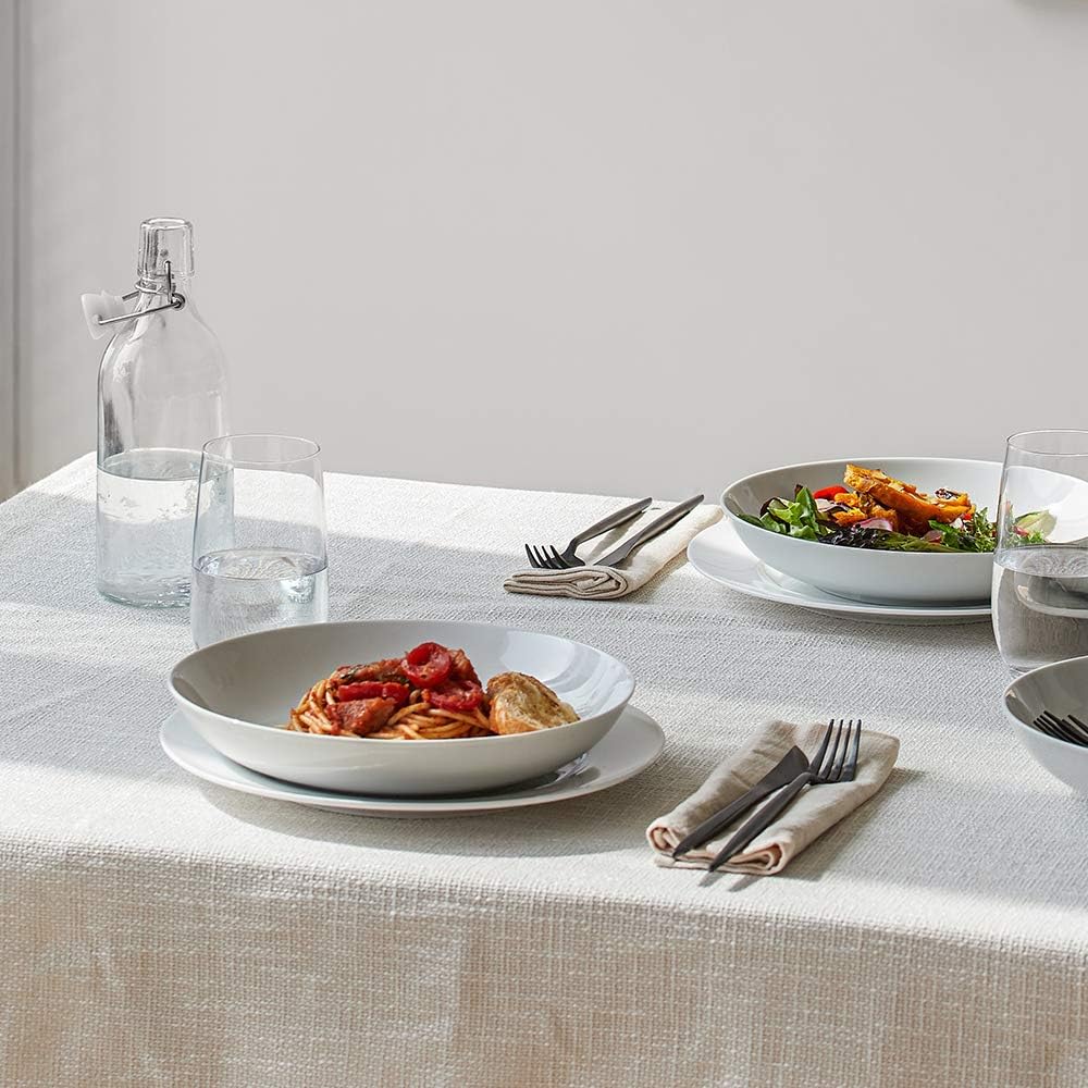 9" Pasta Bowls, 40oz Large Salad Bowls Set of 6, Wide Shallow Ceramic Bowls for Serving Soup, White Dinner Plates Set