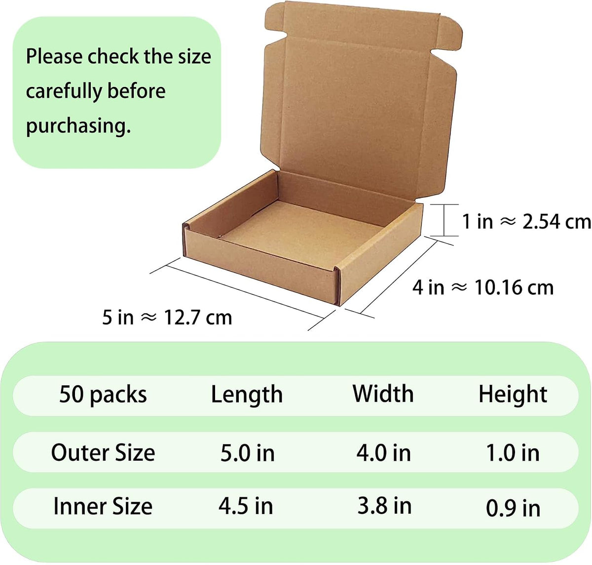 5x4x1 inch Small Shipping Boxes 50 Pack, Brown Corrugated Cardboard Mailers