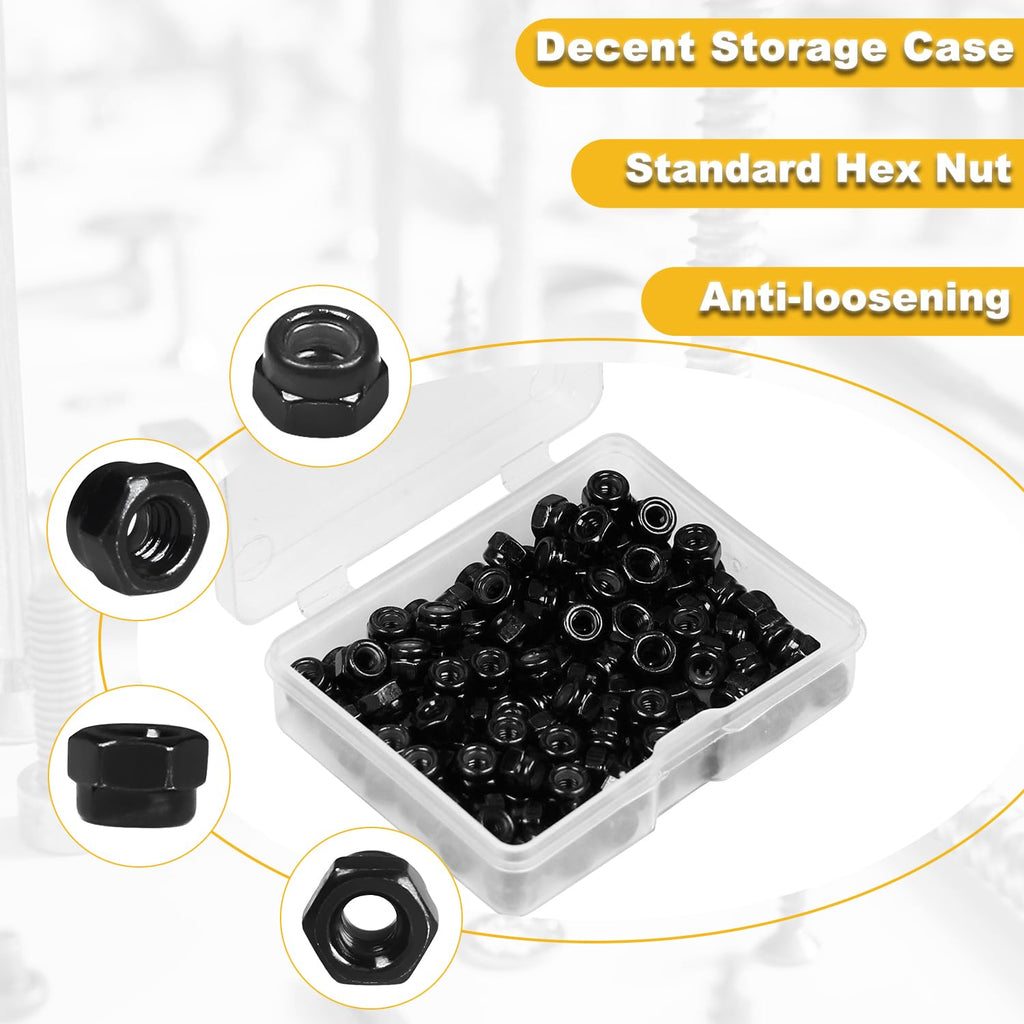 M6 Locknuts Nylon Inserted Hex Lock Nuts for Patio Furniture M6 Bolts