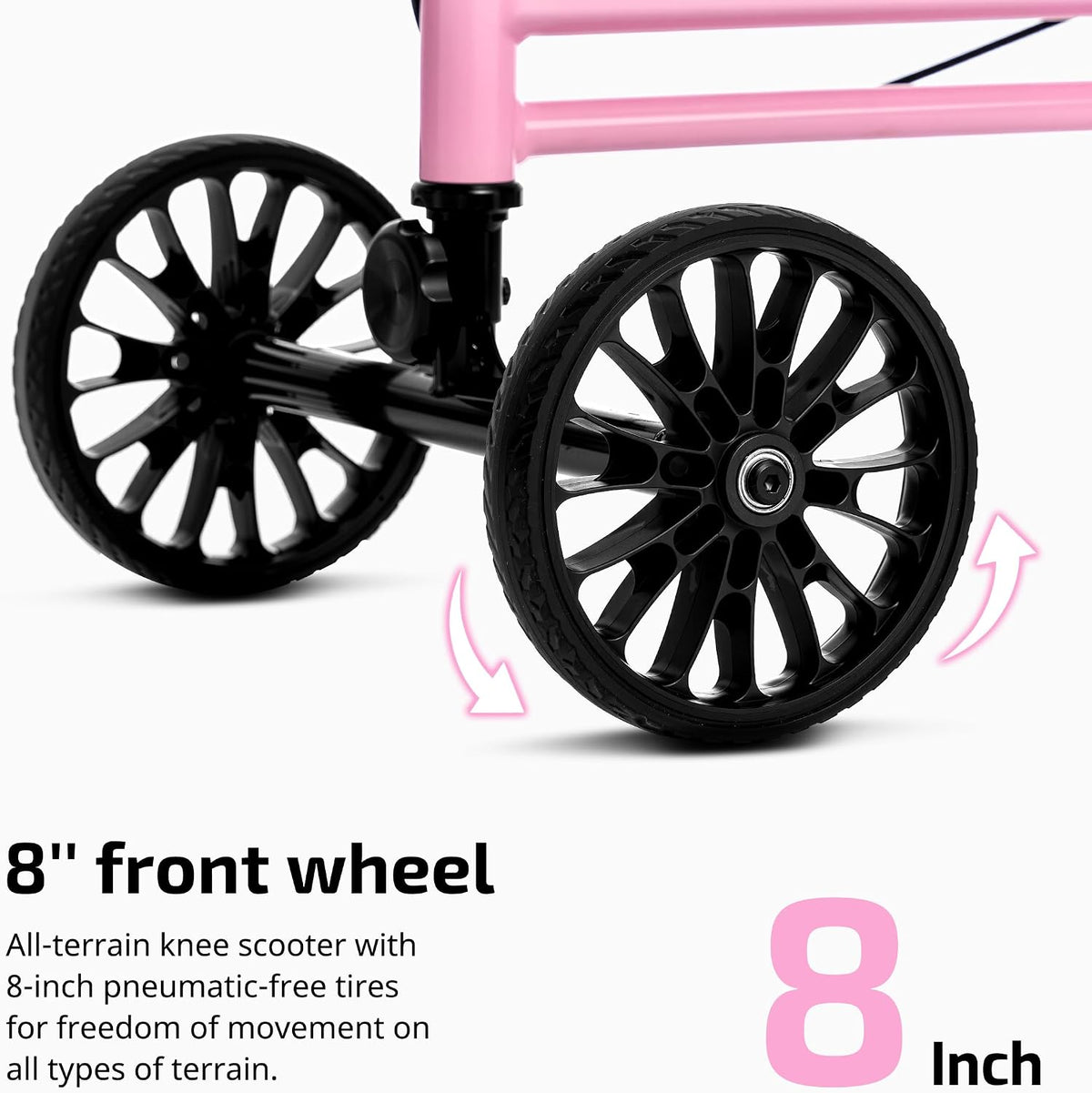 Steerable Knee Scooter Walker for Adults, Pink