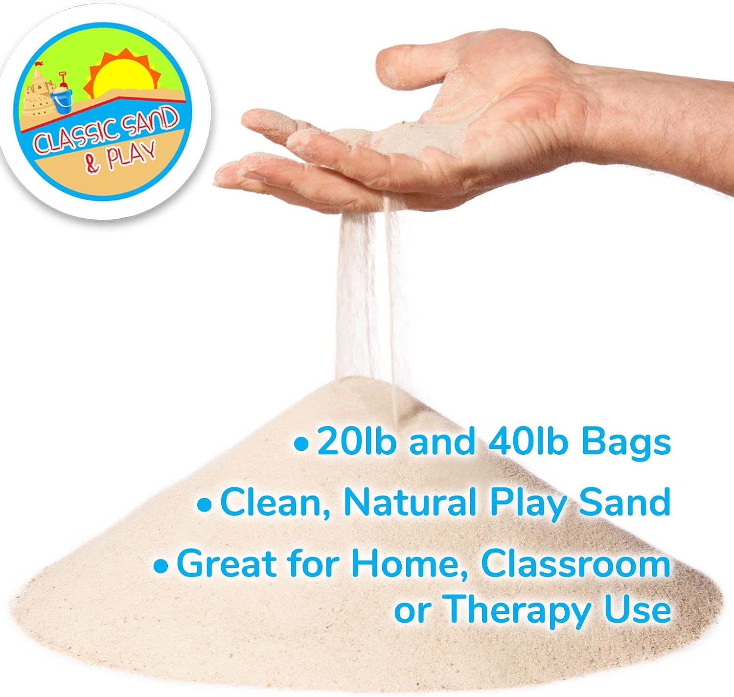 Classic Sand and Play Sand for Sandbox, Table, Therapy, and Outdoor Use, 20 lb. Bag, Natural, Non-Toxic, Wet Castle