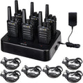 RT68 Business FRS Walkie Talkies Long Range with Earpieces 6 Pack | Rugged & Compact, License-Free, Powerful 500mW