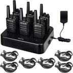 RT68 Business FRS Walkie Talkies Long Range with Earpieces 6 Pack | Rugged & Compact, License-Free, Powerful 500mW