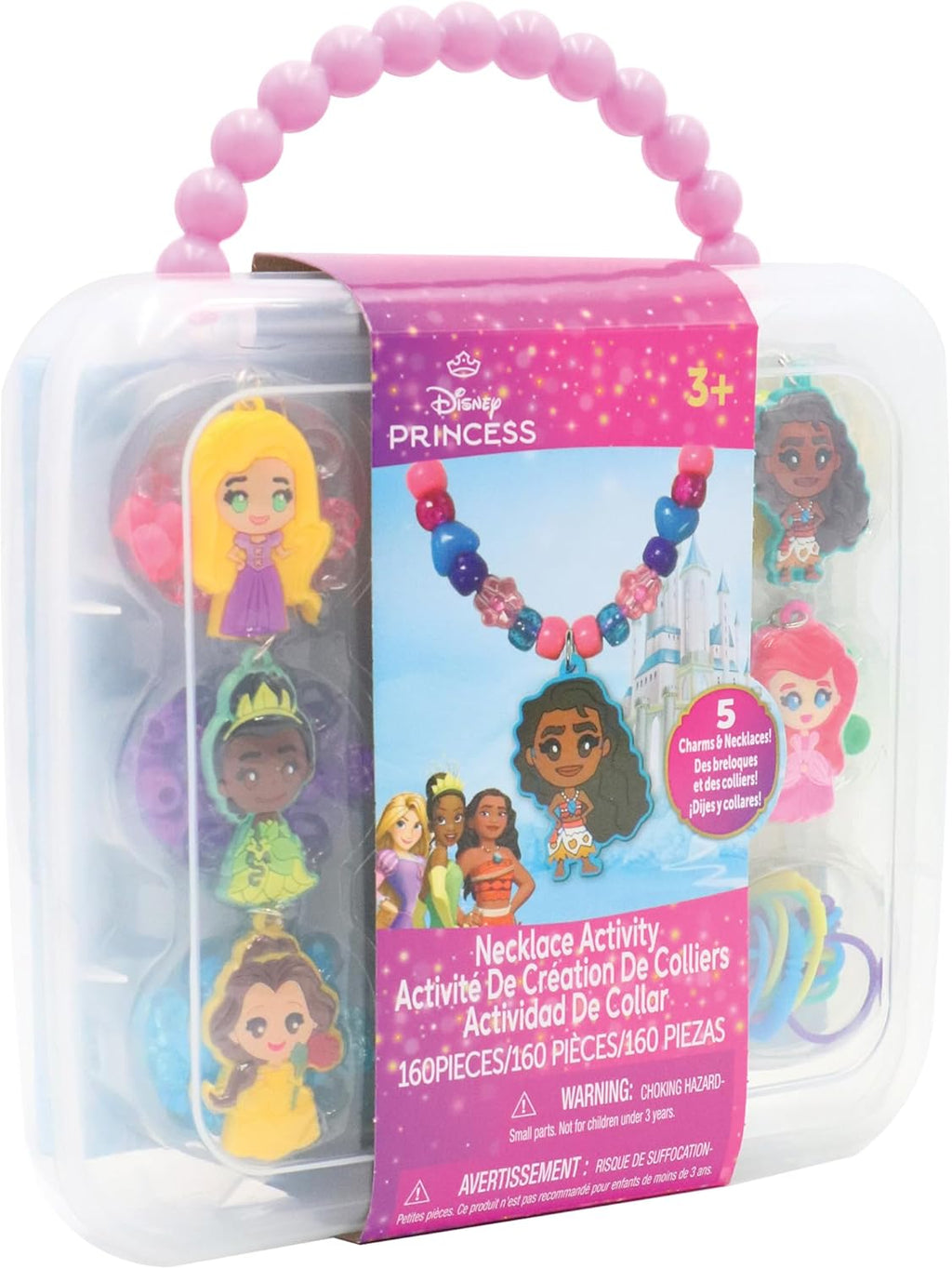 Disney Princess Necklace Activity Case – Jewelry Making Kit with Beads, Charms & Strings – Create Custom Princess