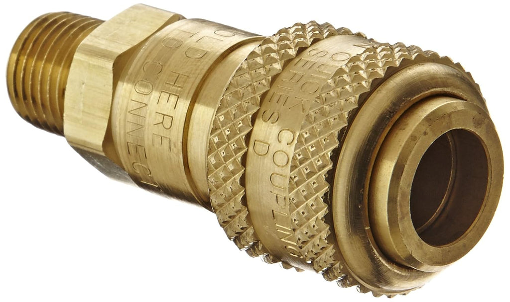 Dixon Valve 2DM2-B Brass Automatic Industrial Interchange Pneumatic Fitting, Socket, 1/4" Coupler x 1/4" - 18 NPTF Male Thread