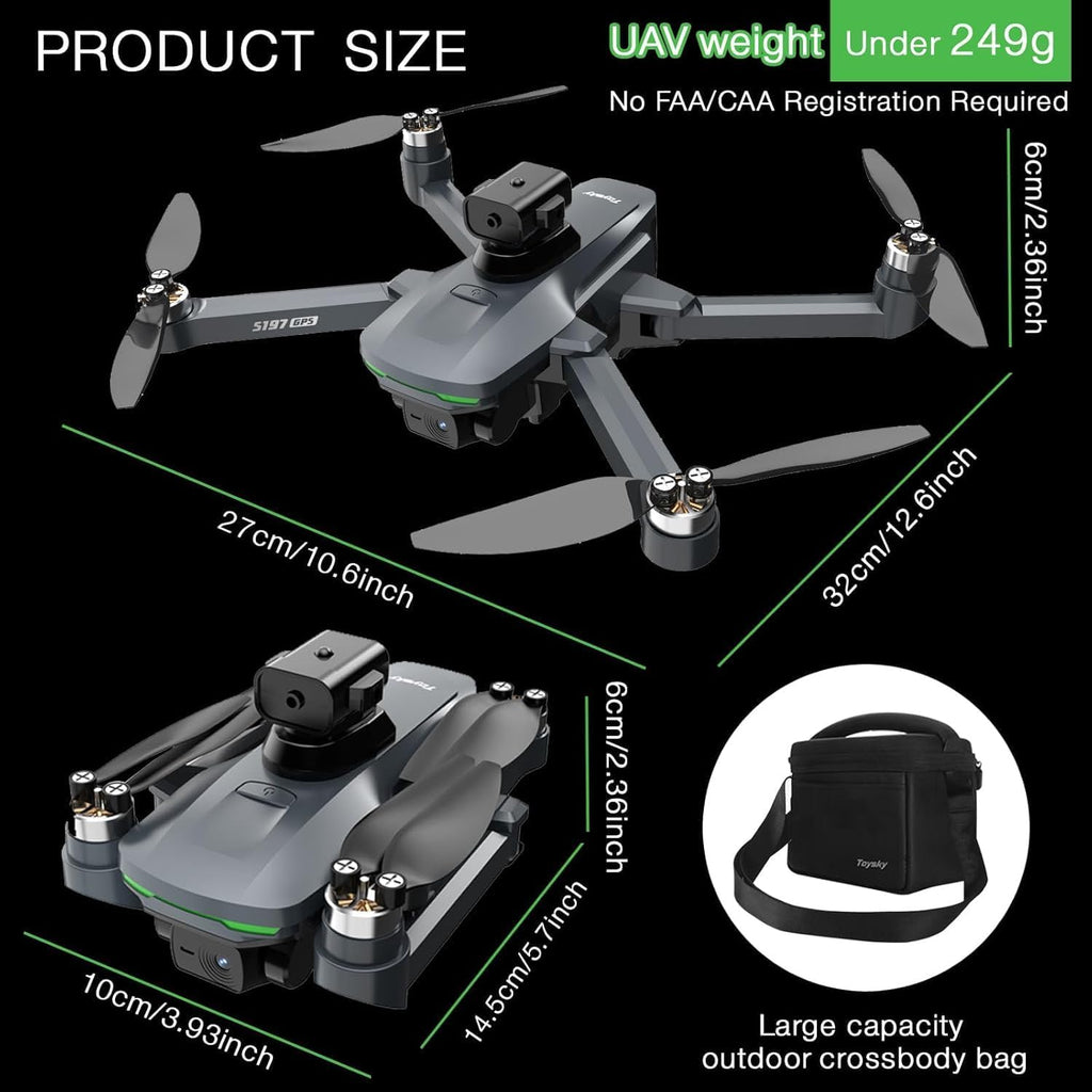 GPS Drones with Camera for Adults 4K，Remote Controller with Screen,Brushless Motor FPV，Under 249g，46Mins