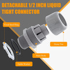 2pcs 1/2 Inch NPT Liquid Tight Connector
