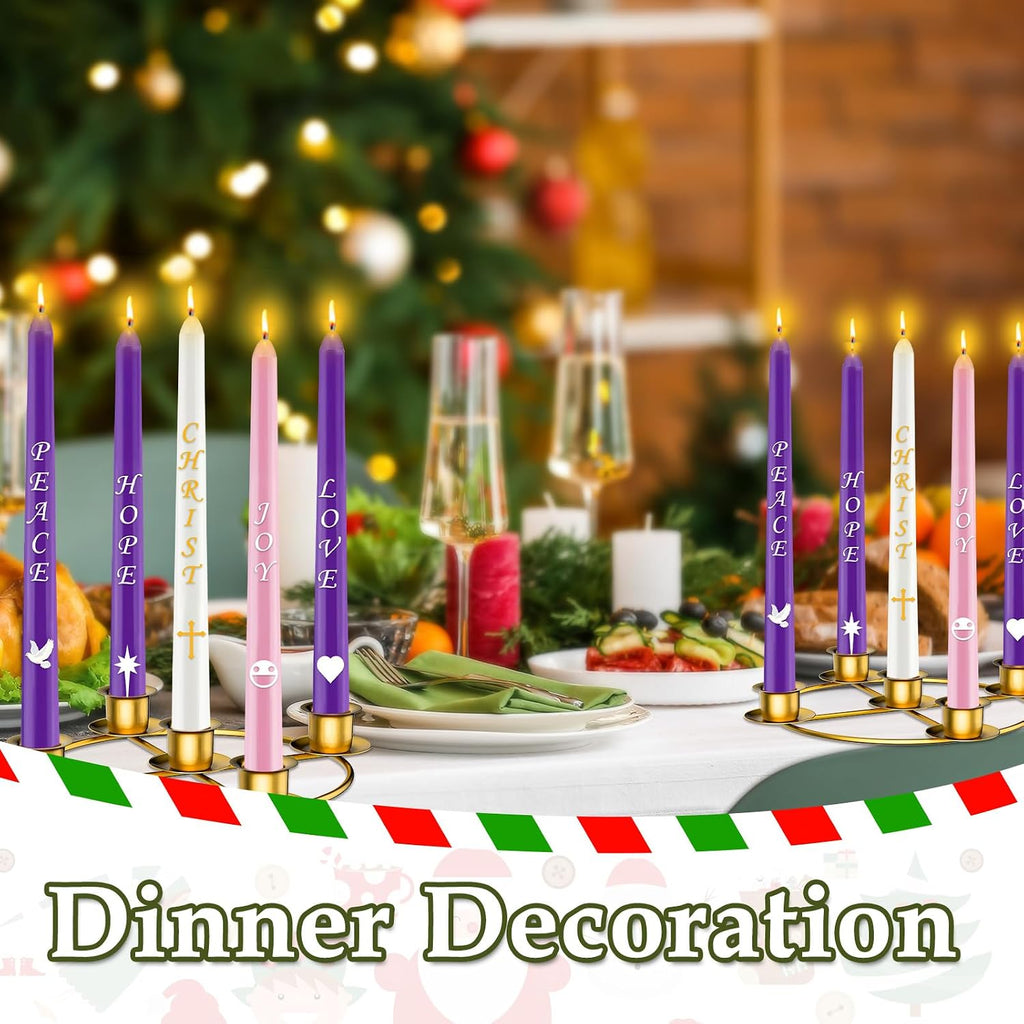 Advent Wreath 5 Candle Holder, Christmas Candle Rings Candle Holder for Tapered Advent Candles, Advent Wreath Ring