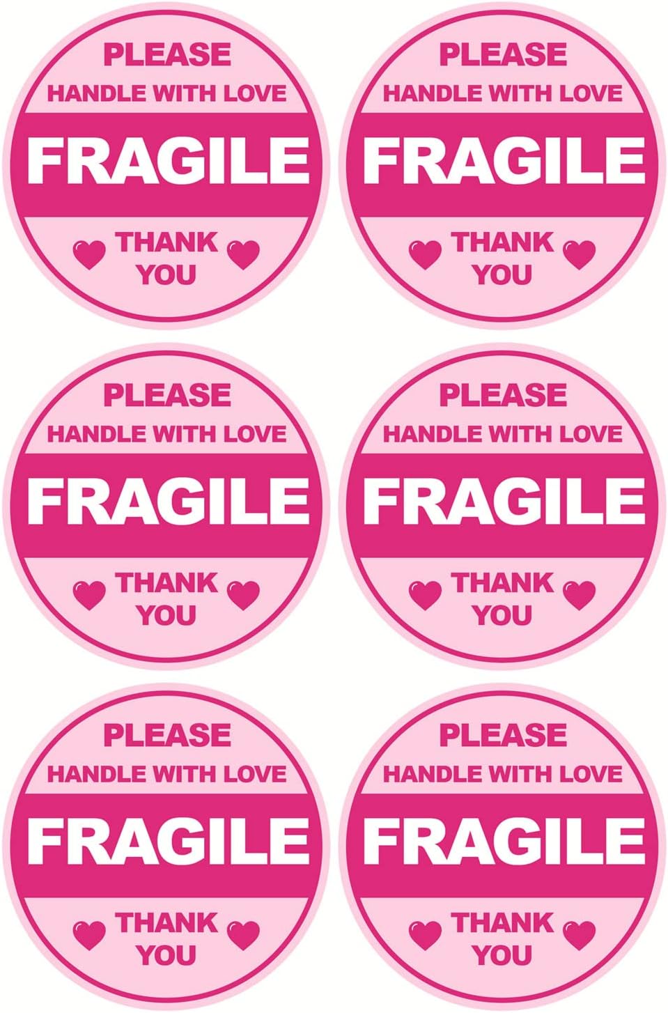 2inch 300pcs Cute Fragile Sticker Handle with Care Thank You Shipping Label