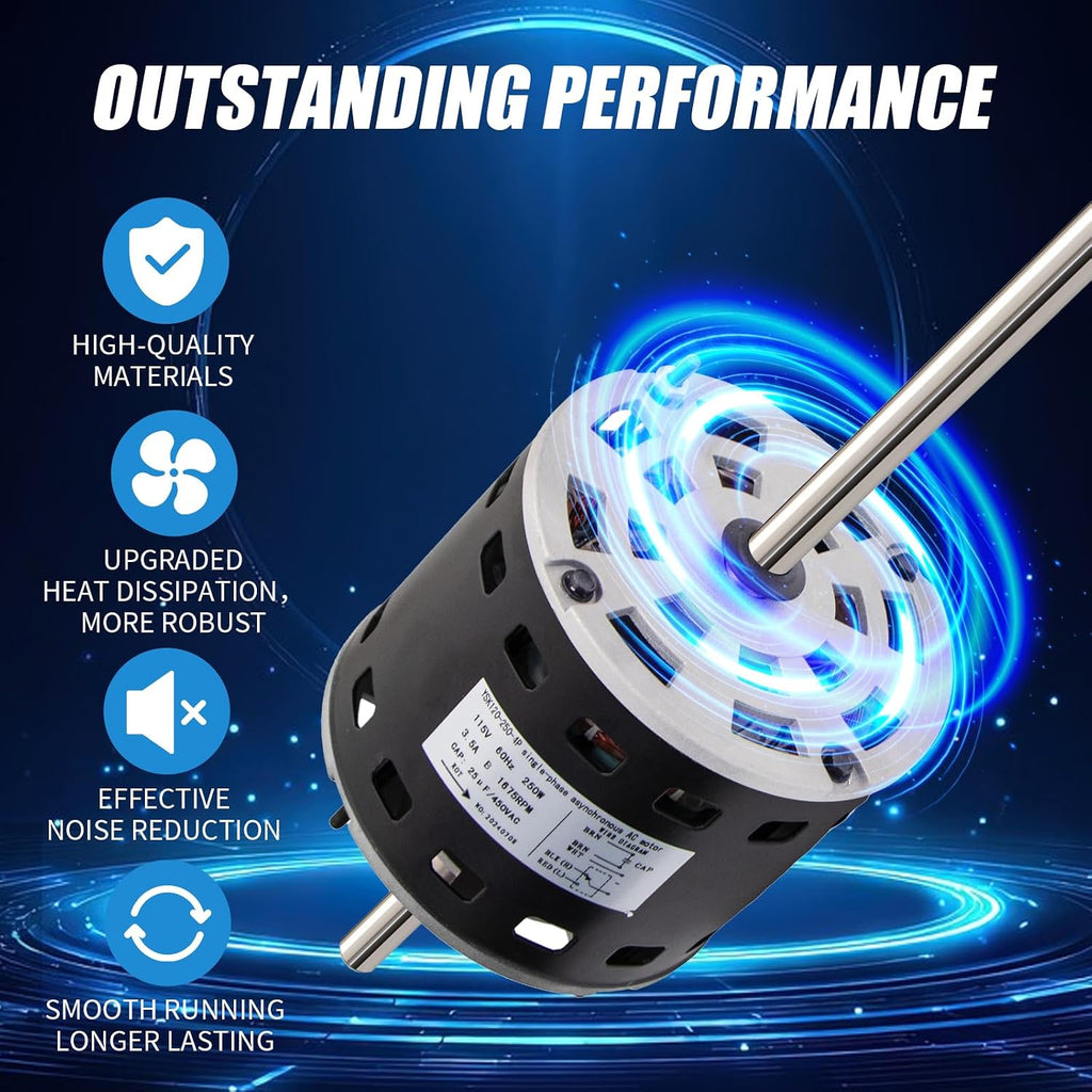 RV AC Fan Motor with Capacitor, Replacement for Fasco D1092