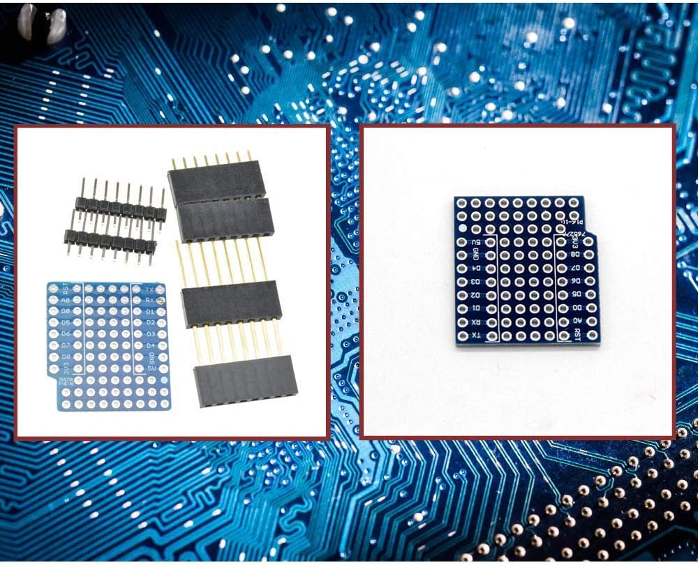 Ximimark 5Sets WeMos D1 Mini Prototype Board XD-08 ProtoBoard Shield Double Sided Perf Board for Arduino