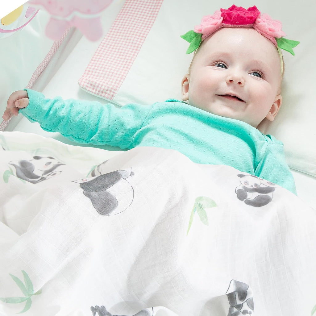 Bamboo Muslin Swaddle Blankets for Newborn, Large 47x47 Inches, 4-Pack, Soft Breathable Hypoallergenic Baby Receiving