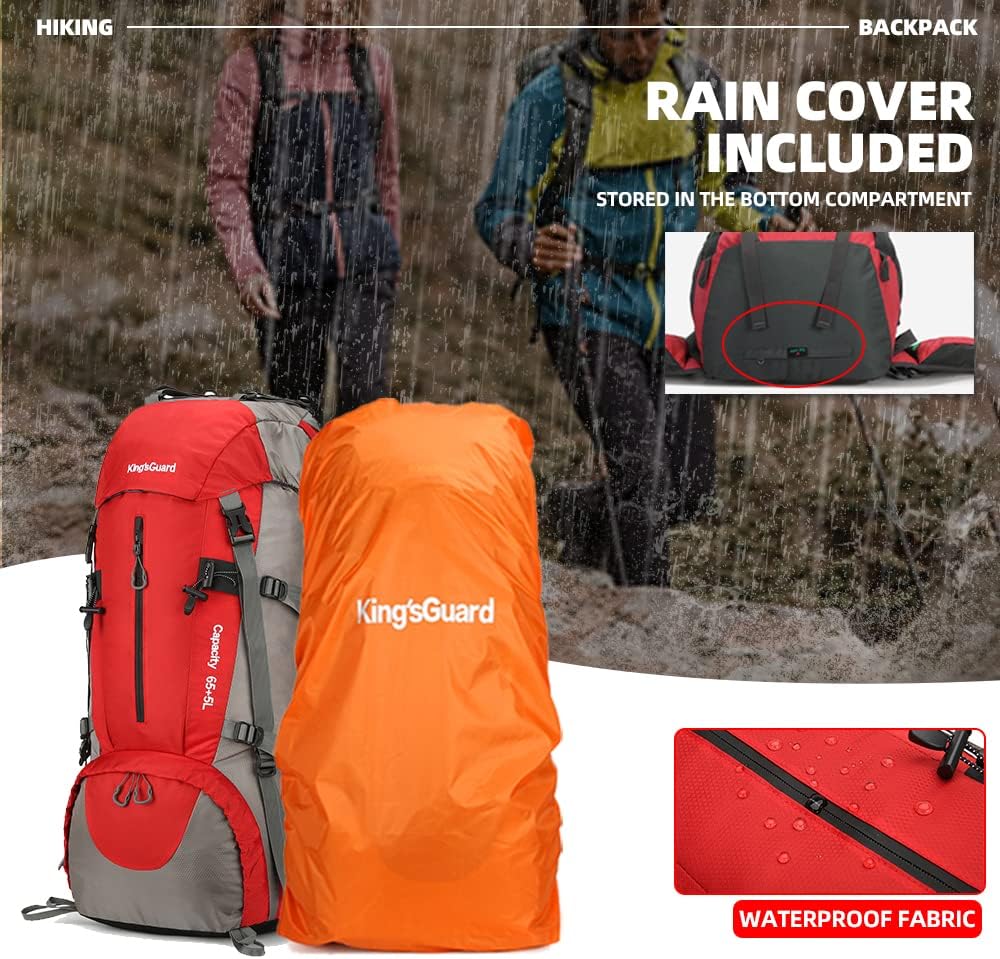 70L Hiking Backpack with Rain Cover Lightweight Waterproof Travel Camping Backpack Large Backpacking Pack