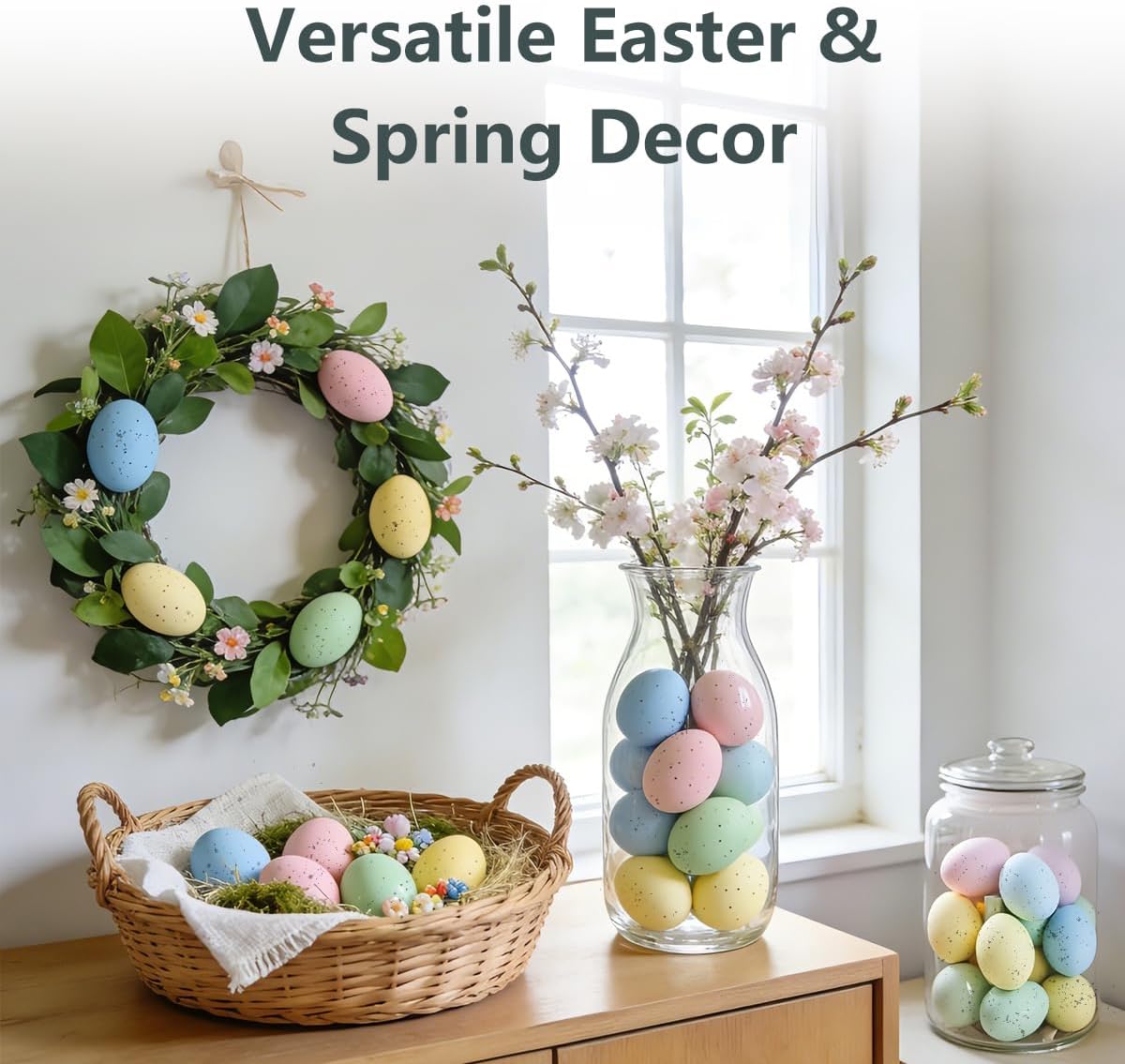 Pastel Easter Eggs Decoration, 16 pcs 2.4in Speckled Easter Eggs for Vase Filler Bowl Basket, Easter Basket