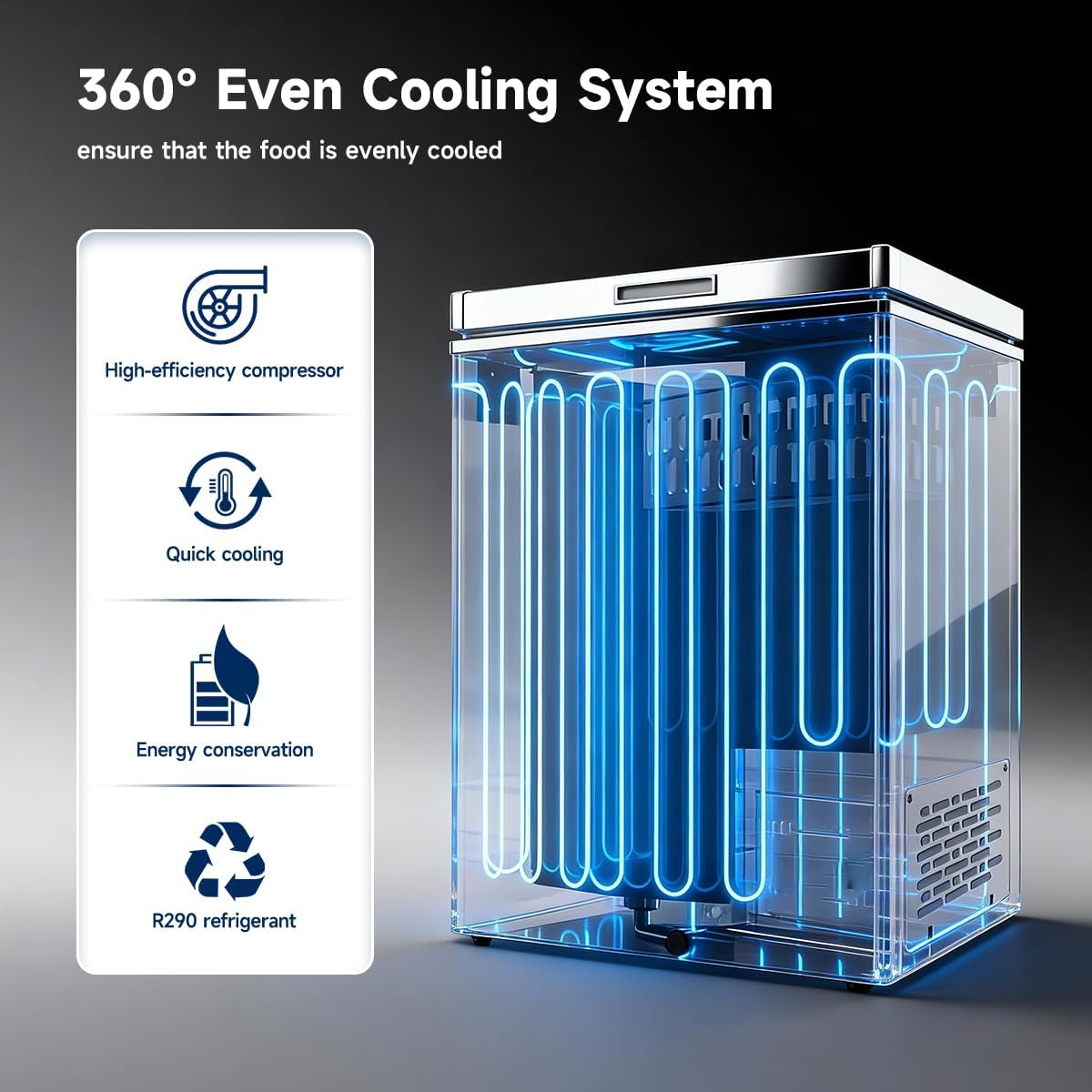 3.0 Cu.ft Deep Chest Freezer, Commercial Solid Top Freezer with Lockable Stay-Open Lid, 7-Level Temp Control, Manual