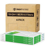 18x24x1 Air Filter 4 Pack, MERV 8 Pleated HVAC Furnace Filter