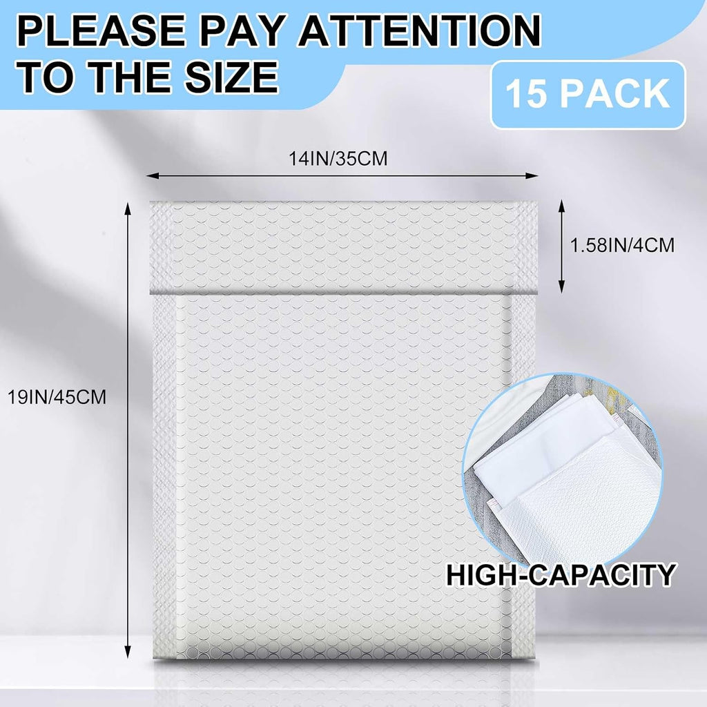 15 Pack 14 x 19'' Extra Large Bubble Mailers Padded Envelopes, White