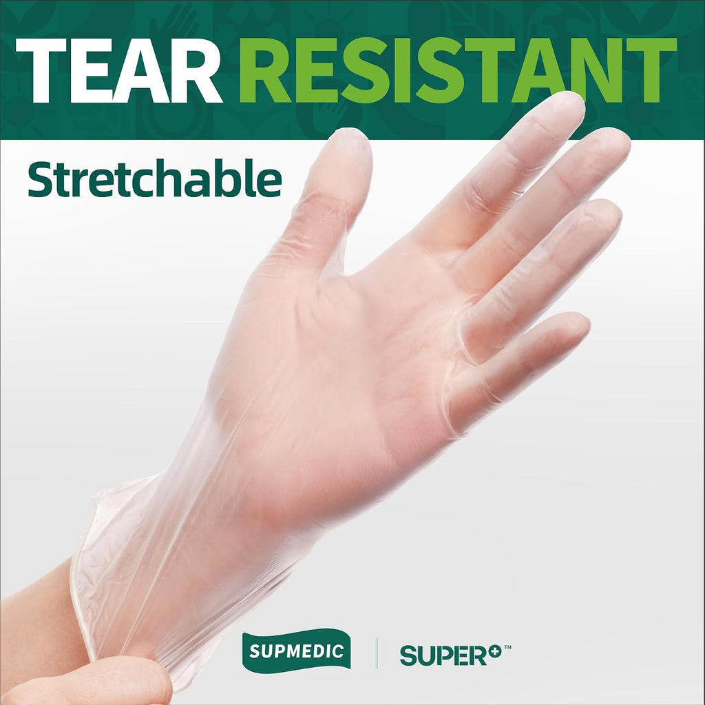 Vinyl Disposable Exam Gloves, Clear 4Mil Powder-Free Latex-Free Medical Food-Safe Cooking Cleaning Glove 100&1000 Ct
