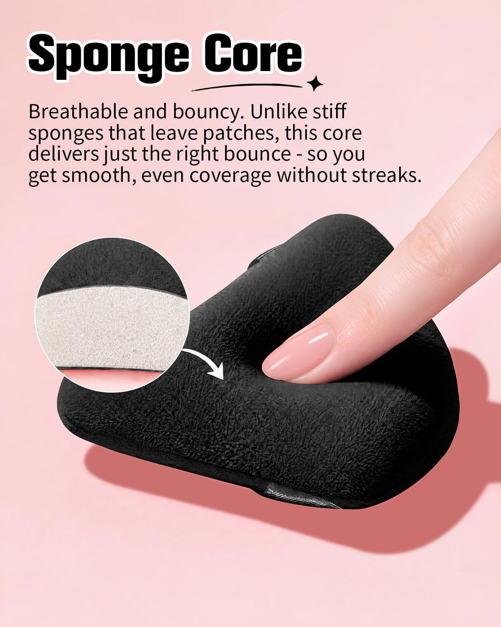 Powder Puff Triangle, Velour Powder Puffs for Loose & Foundation