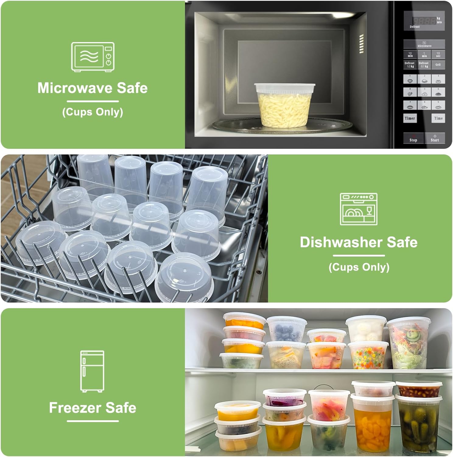 60 Sets (120-Piece) Deli Containers with Lids, 32/16/8 oz X 20 Set Each, Leak-Proof & BPA Free Airtight Takeout